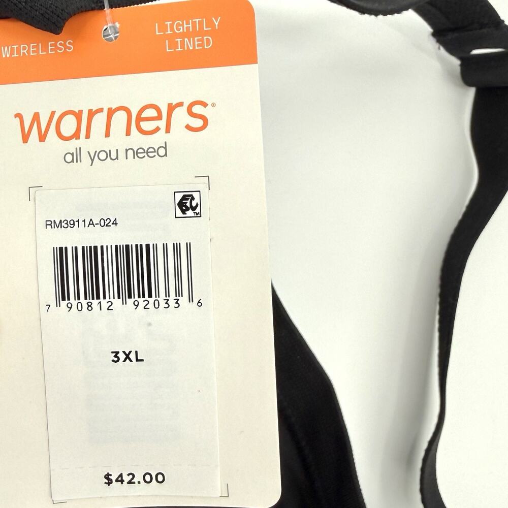 Warners Lightly Lined Wireless Bra “All You Need” Black Womens's 3XL Comfy - Picture 7 of 8